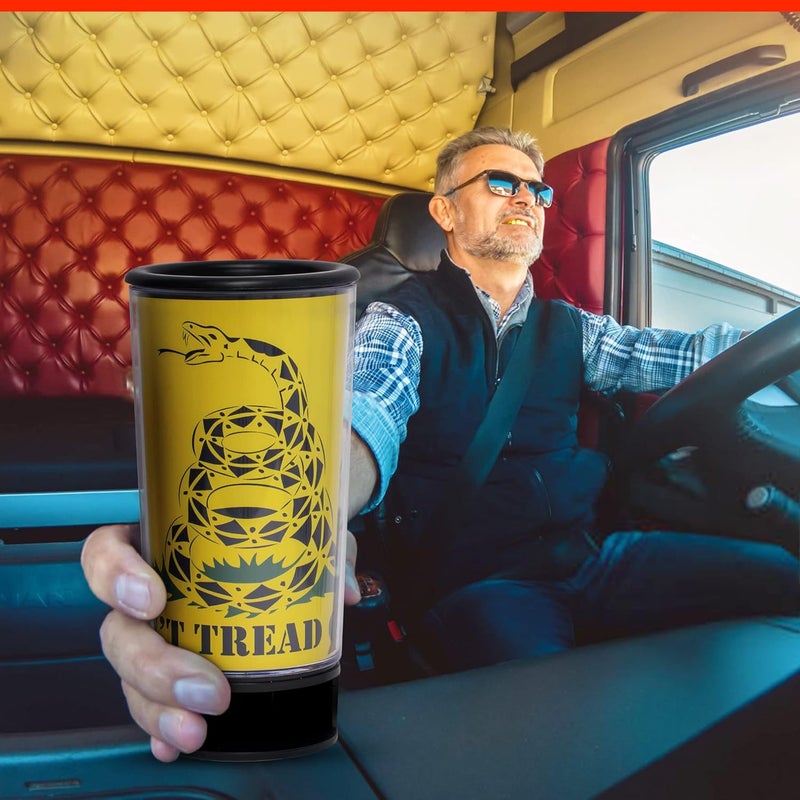 Spit Bud Don't Tread on Me #1 The Ultimate Spittoon for Chew - Portable Dip & Snuff Cup with Lid, Pop Tab, Spill-Proof Funnel, Can Cutter & Holder - Fit in Cup Holders - Holds 8oz - Made in USA - Image 2